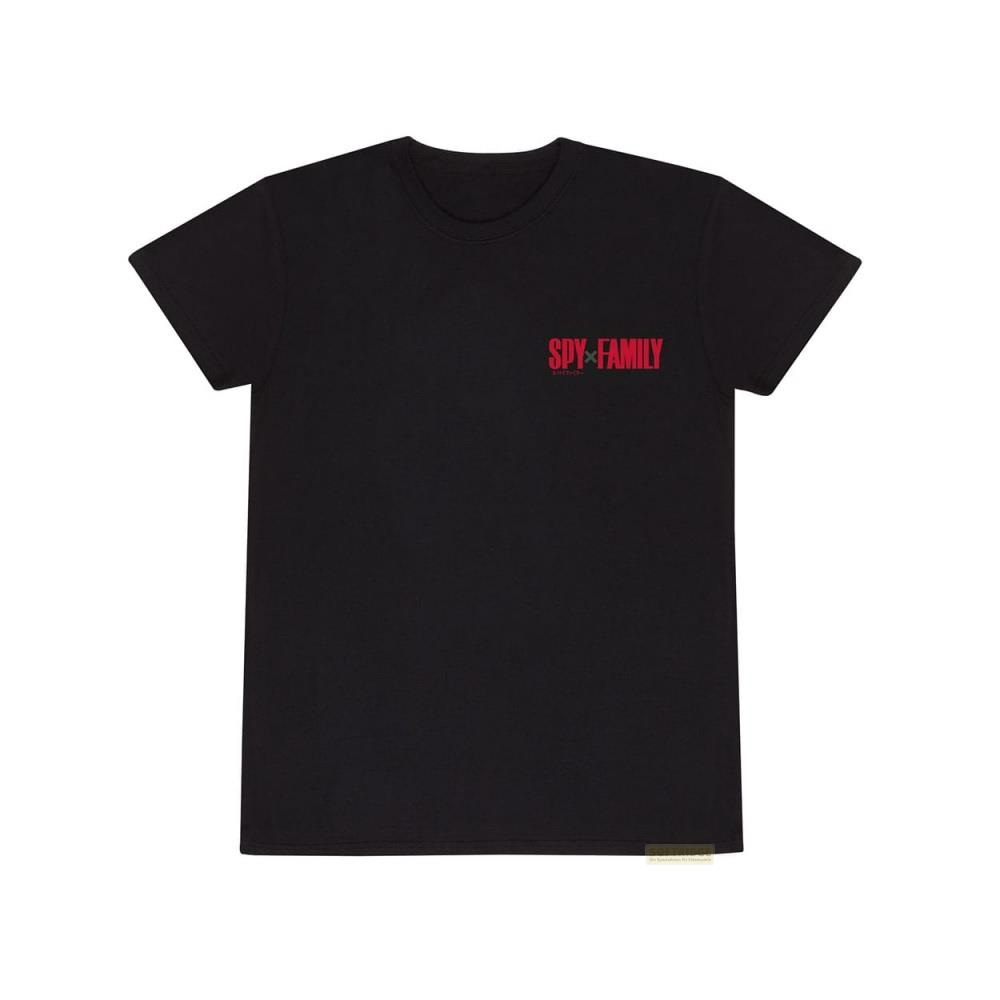 Schwarzes T-Shirt mit rotem "SPY×FAMILY"-Logo auf der linken Brust.