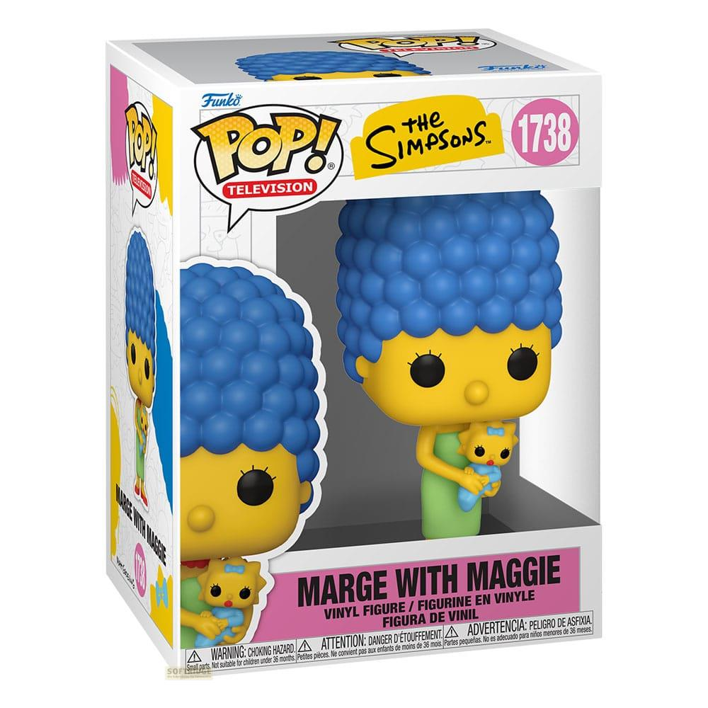 Figura Funko Pop de Marge Simpson con la bebé Maggie, en su caja.