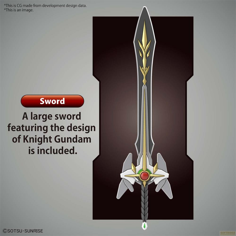 Ein großes Schwert mit dem Design von Knight Gundam.