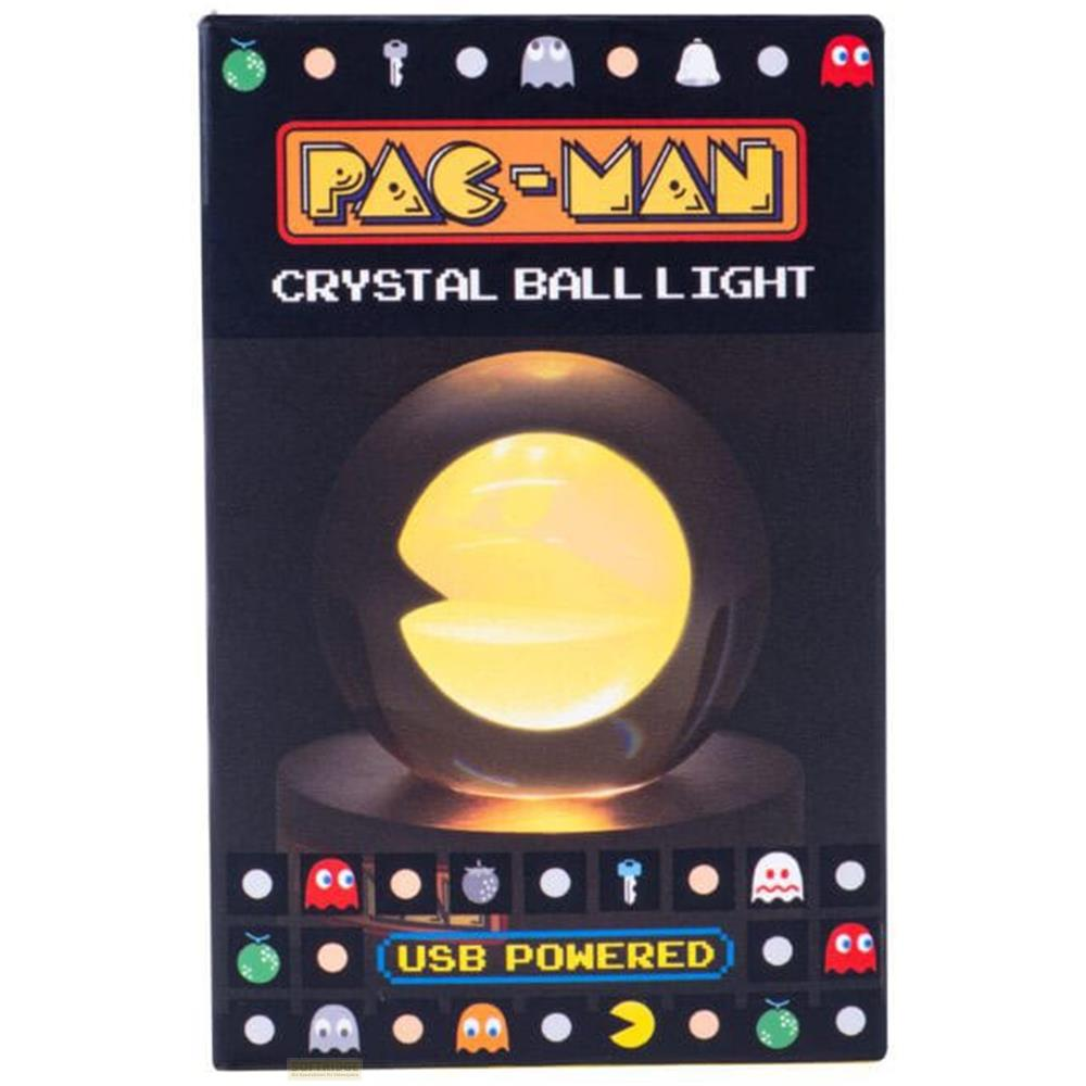 Embalaje de una lámpara de bola de cristal de Pac-Man, alimentada por USB.