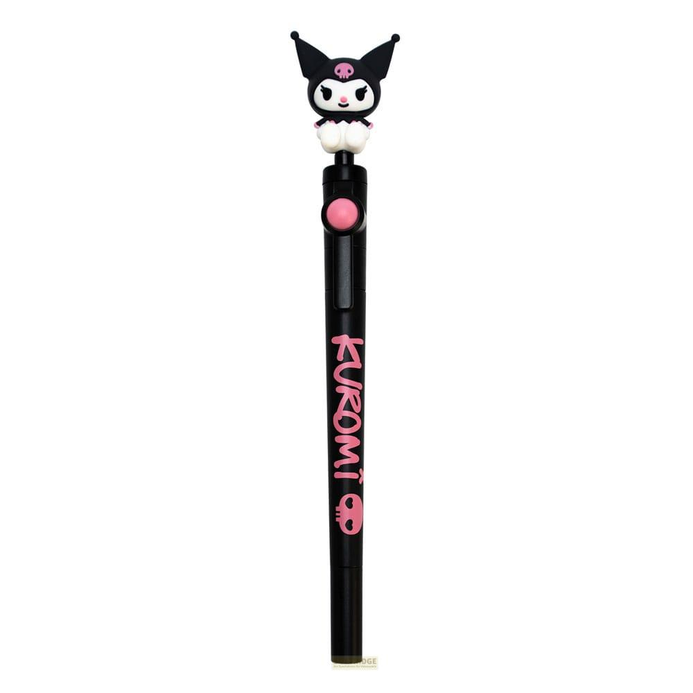 Schwarzer Stift mit Kuromi-Figur und pinkem Schriftzug.