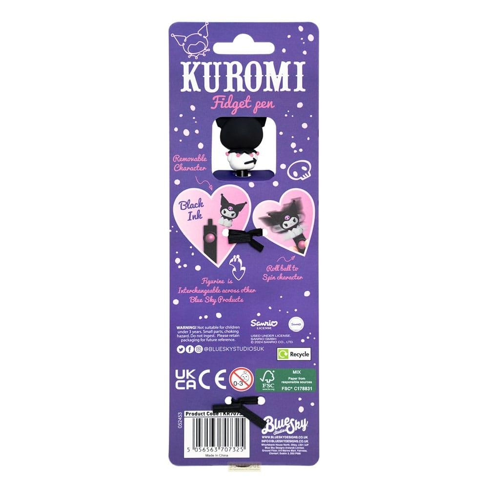 Verpackung für einen Kuromi Fidget Pen mit schwarzer Tinte und abnehmbarem Charakter.