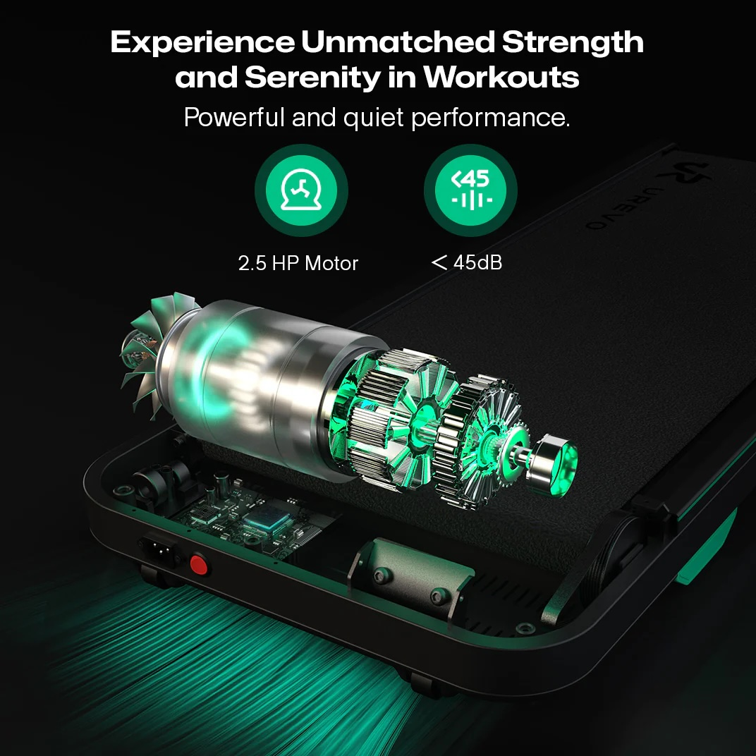 Szczegół silnika bieżni z zielonym podświetleniem, 2,5 KM i <lt/>45dB.