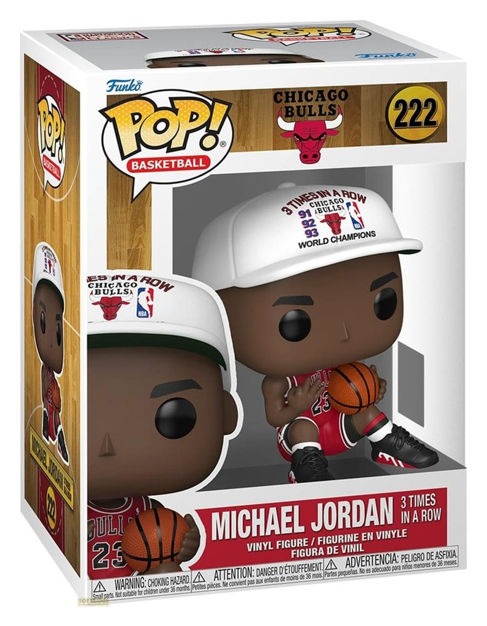 Figurka Funko Pop! Michaela Jordana z piłką i czapką Chicago Bulls.