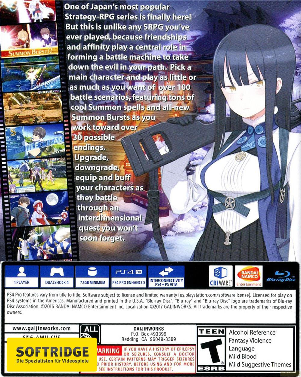 Personnage d'anime avec texte et infos de jeu pour un RPG PS4.