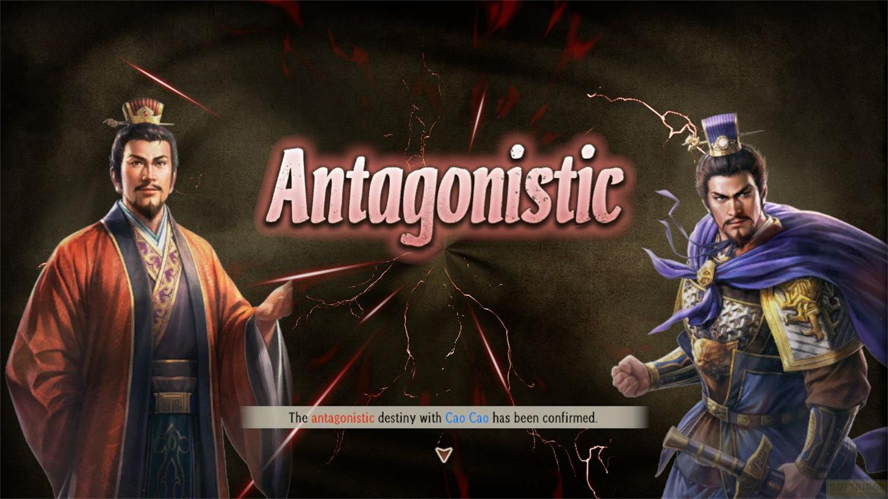 Due uomini in costume storico, titolo 'Antagonistic'.
