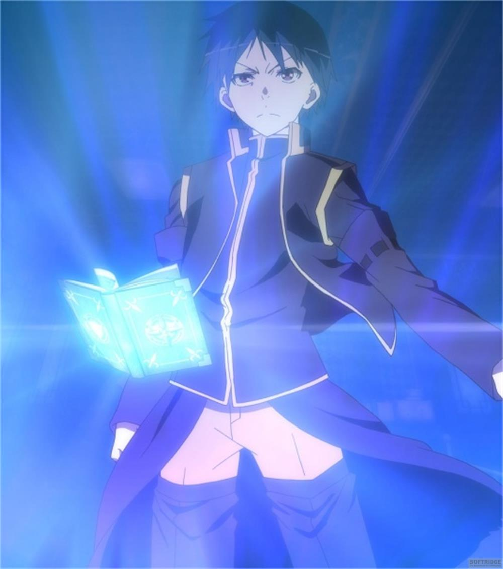 Un ragazzo con i capelli scuri tiene un libro luminoso.