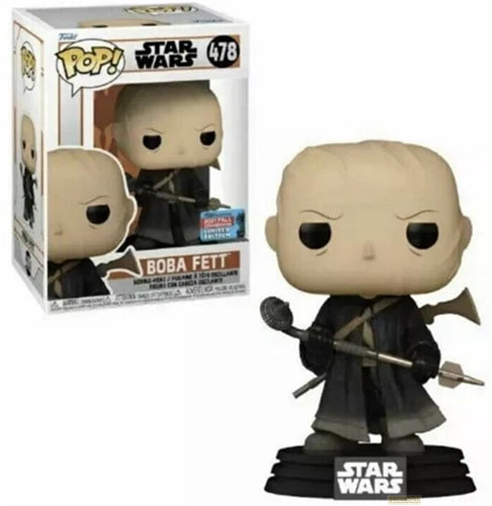 Figurka Funko Pop! Boba Fett w pudełku i stojąca obok.