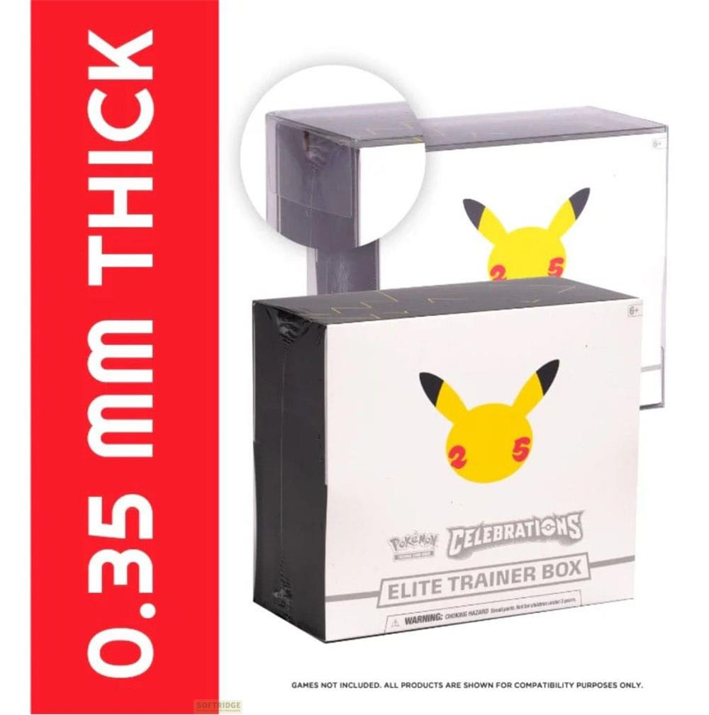 Box Allenatore Elite Pokémon con design Pikachu, spessore 0,35 mm, sfondo bianco.