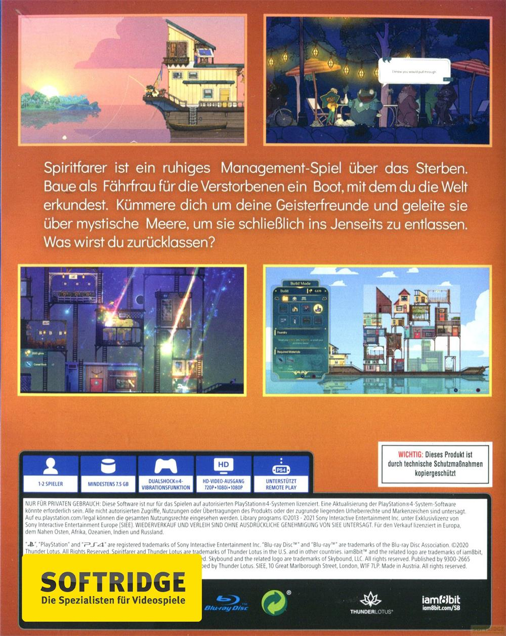 Spielcover mit Booten, Charakteren und Spielinfos. Enthält PS4-Logos.