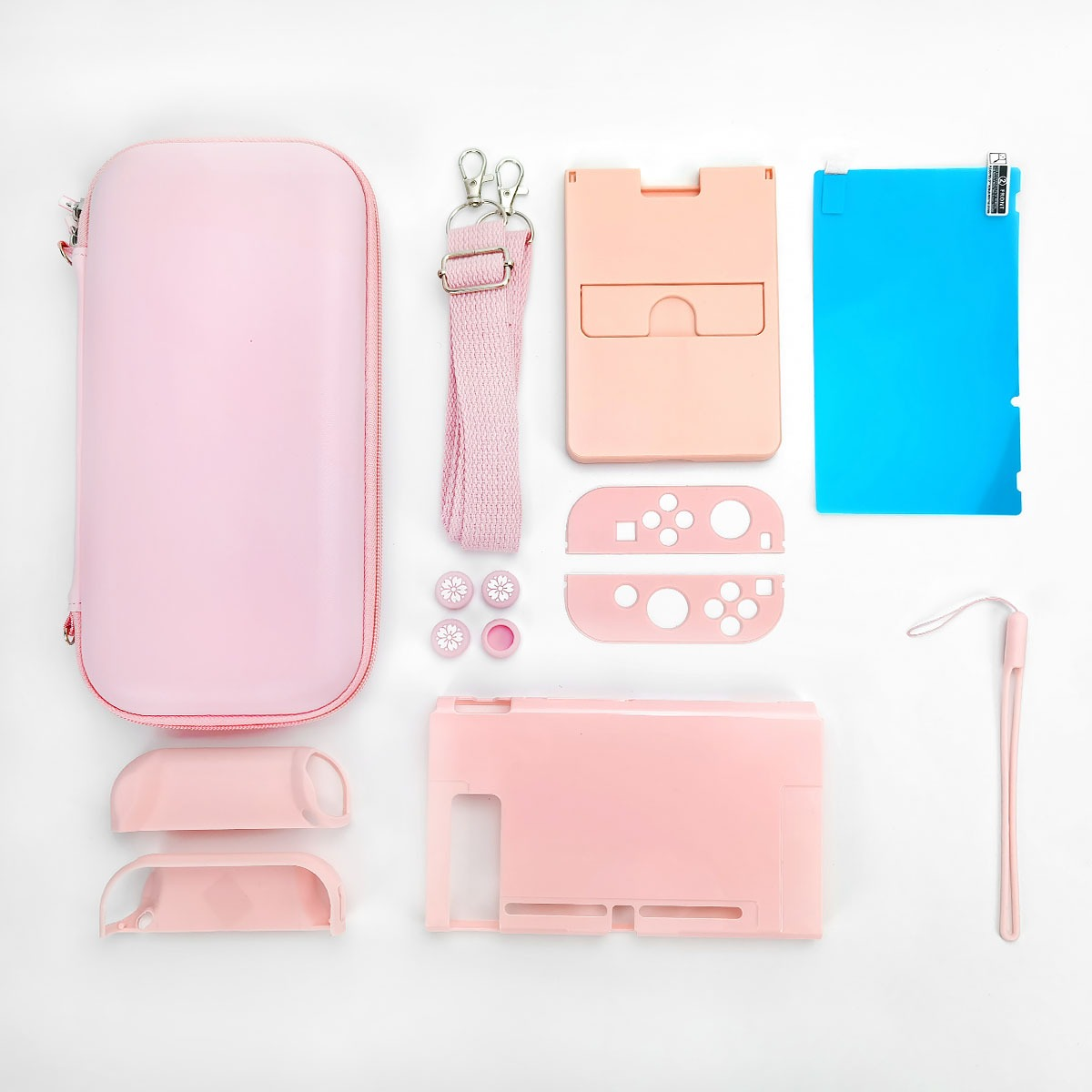 Roze Nintendo Switch accessoires: hoes, cover, grips, screenprotector.