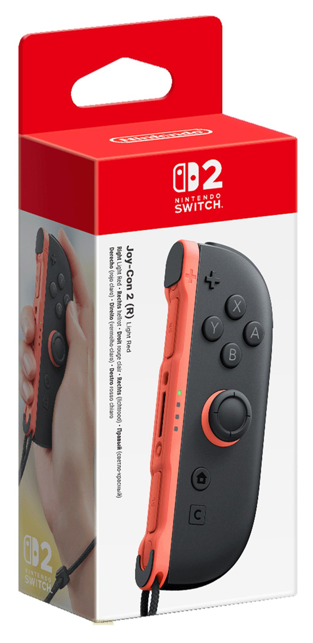 Un controller Joy-Con rosso Nintendo Switch con fronte e pulsanti neri.