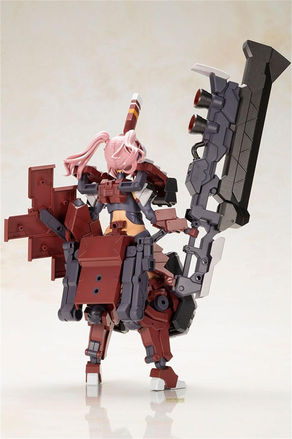 Modèle mecha aux cheveux roses et à l'épée géante.
