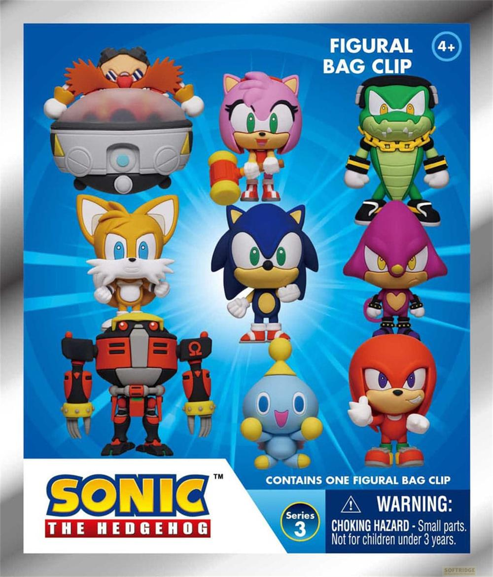 Figuras de Sonic the Hedgehog: Eggman, Amy, Vector, Tails, Sonic, Espio, E-123 Omega, Chao, Knuckles.