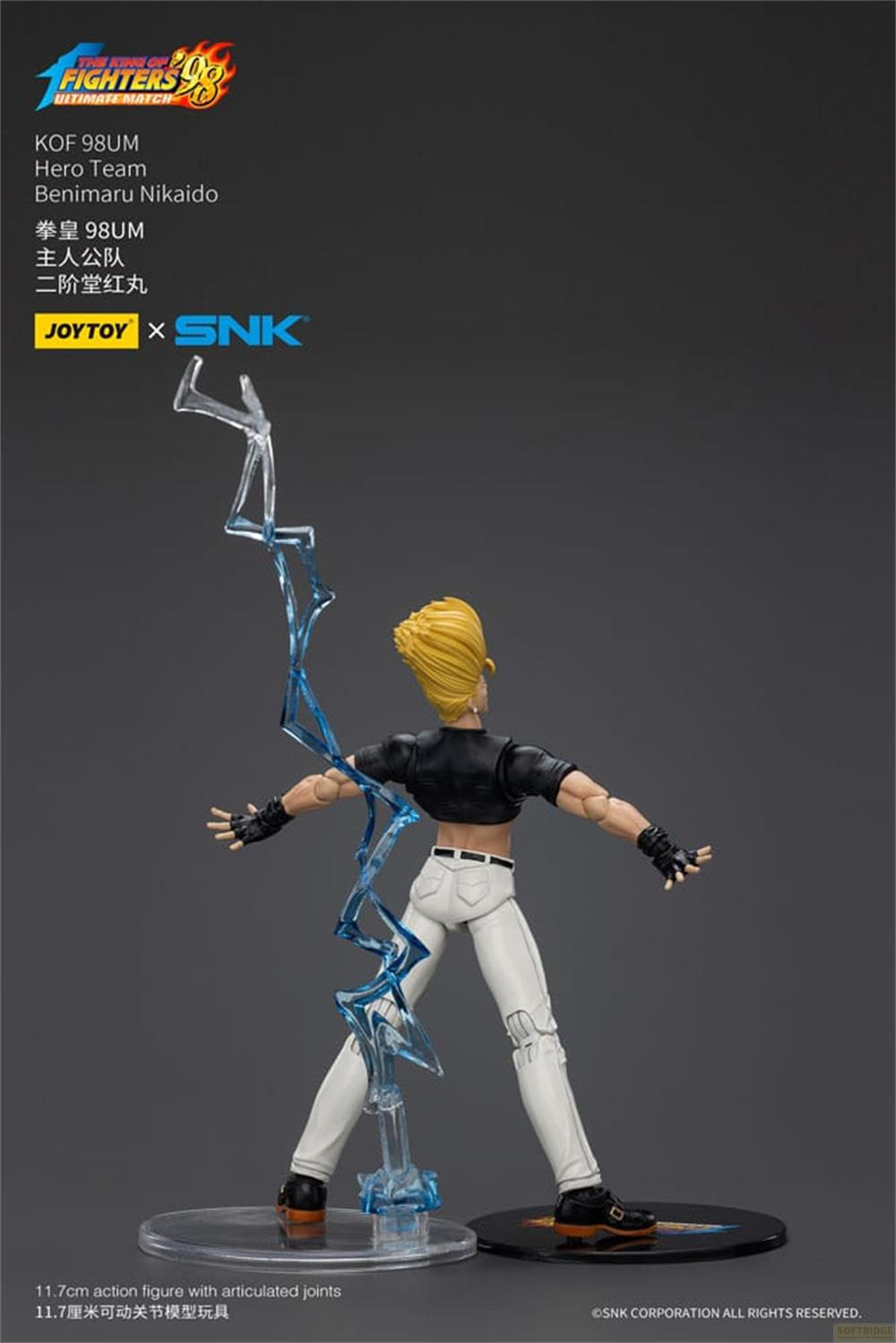 Action figure di Benimaru Nikaido con effetti di energia blu, KOF 98UM.