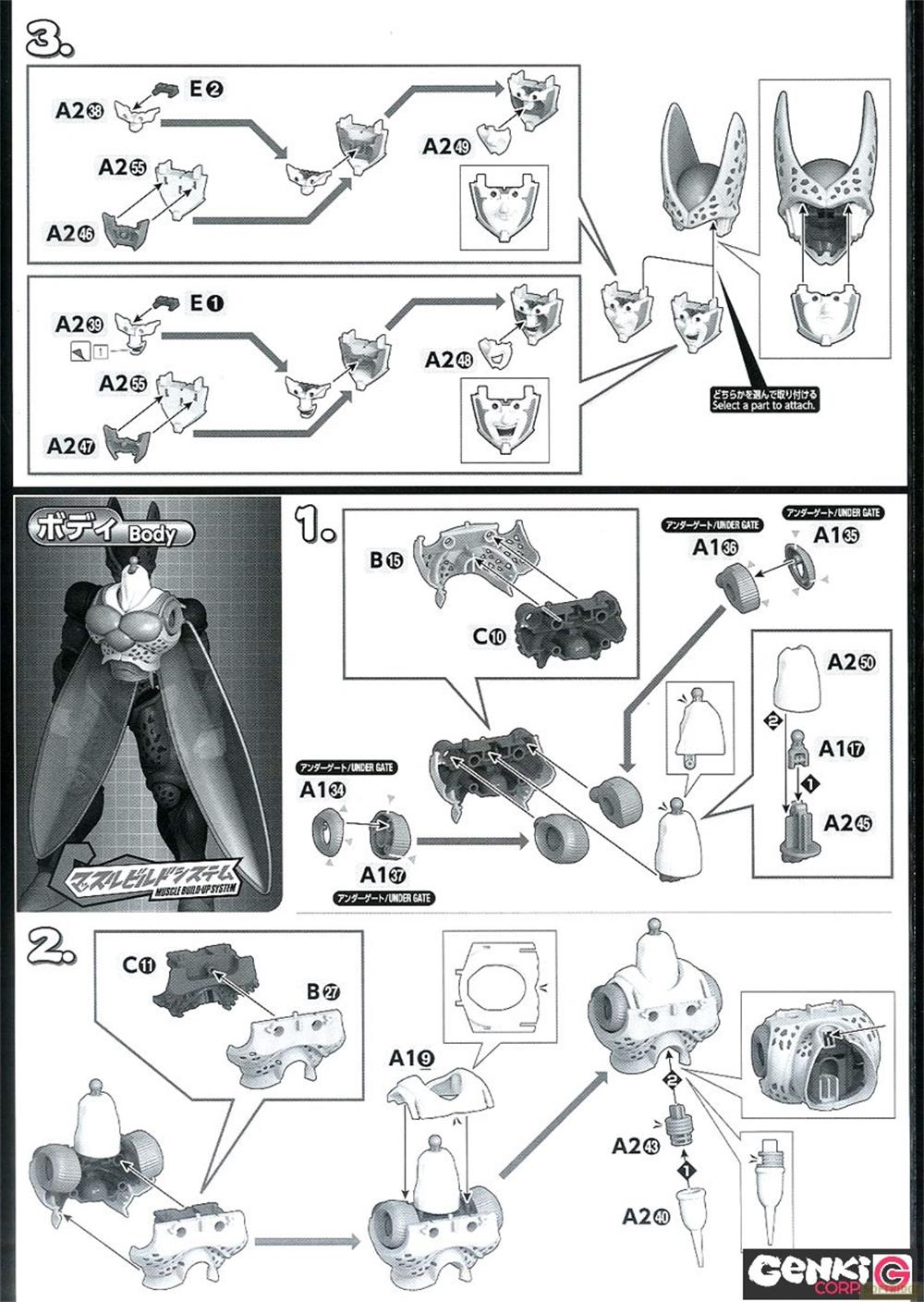 Instructions de montage pour modèles de figurines avec pièces.