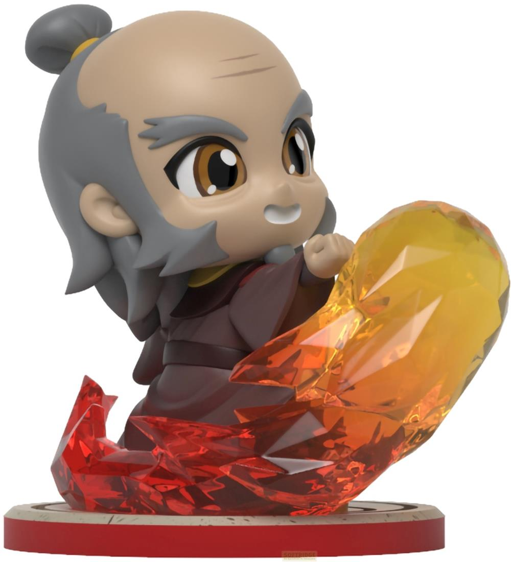 Eine Chibi-Figur eines alten Mannes mit grauem Haar und Bart, der Feuer erzeugt.