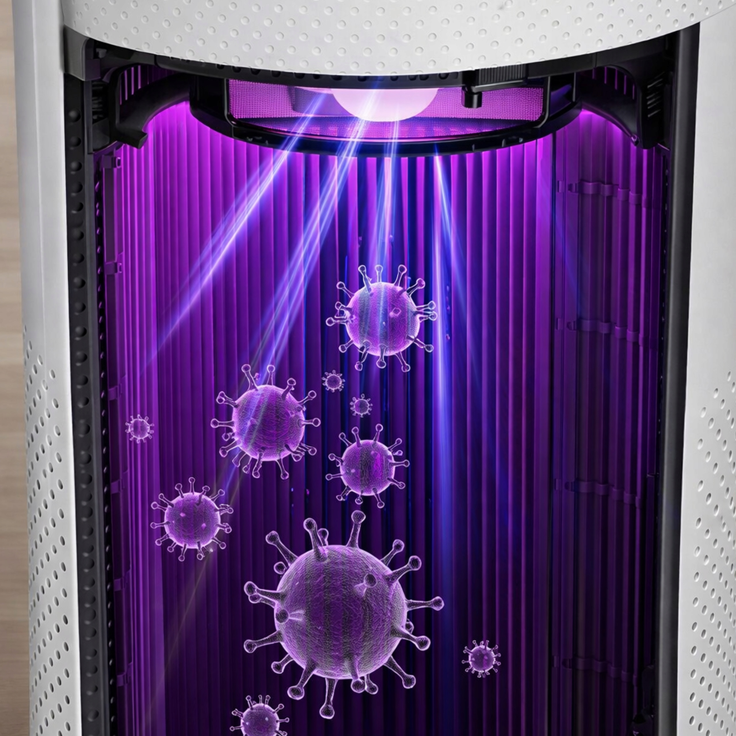 Wirusy są oświetlane światłem UV w oczyszczaczu powietrza.