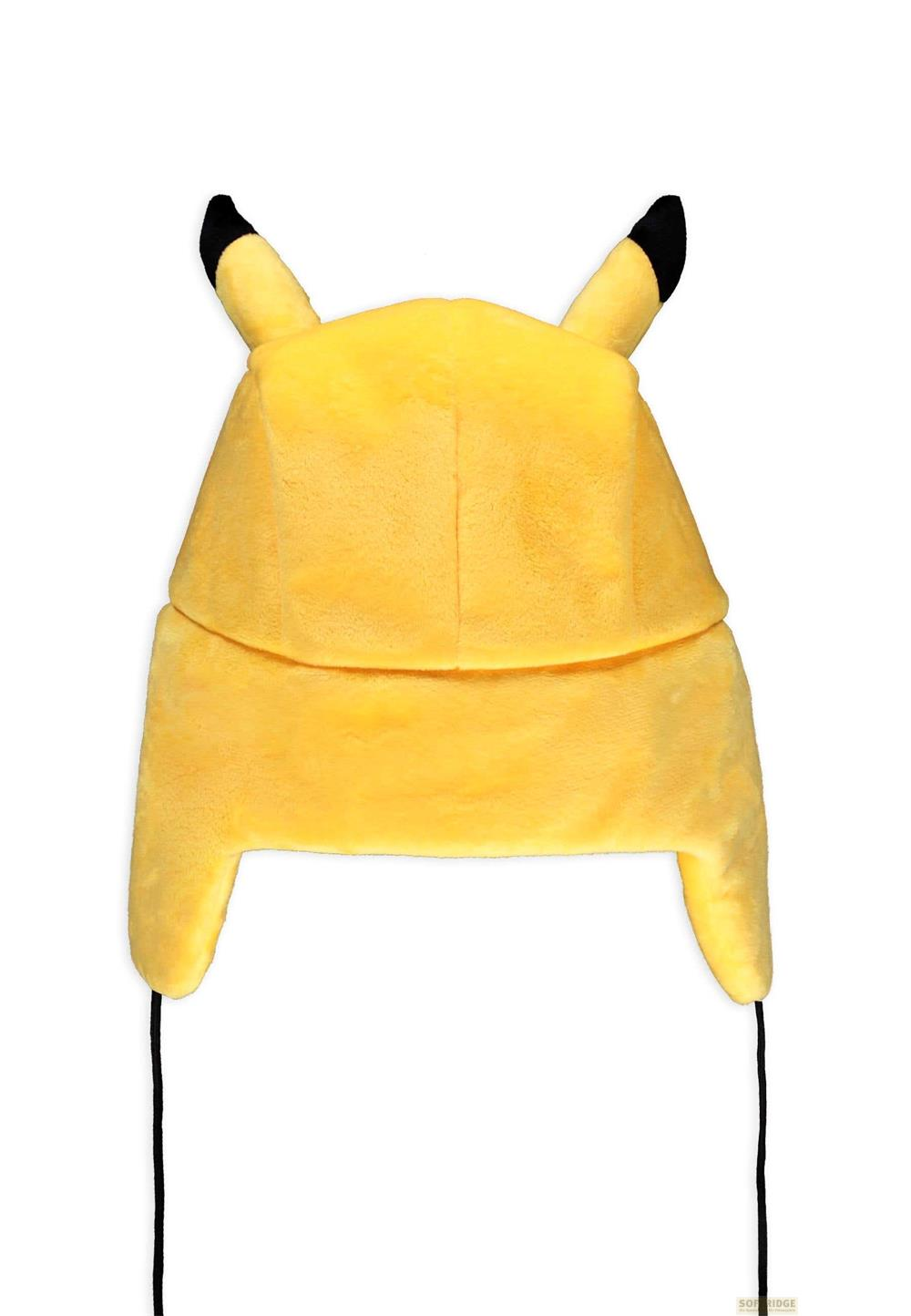 Ein gelber Hut mit Ohren und schwarzen Spitzen, der an Pikachu erinnert.