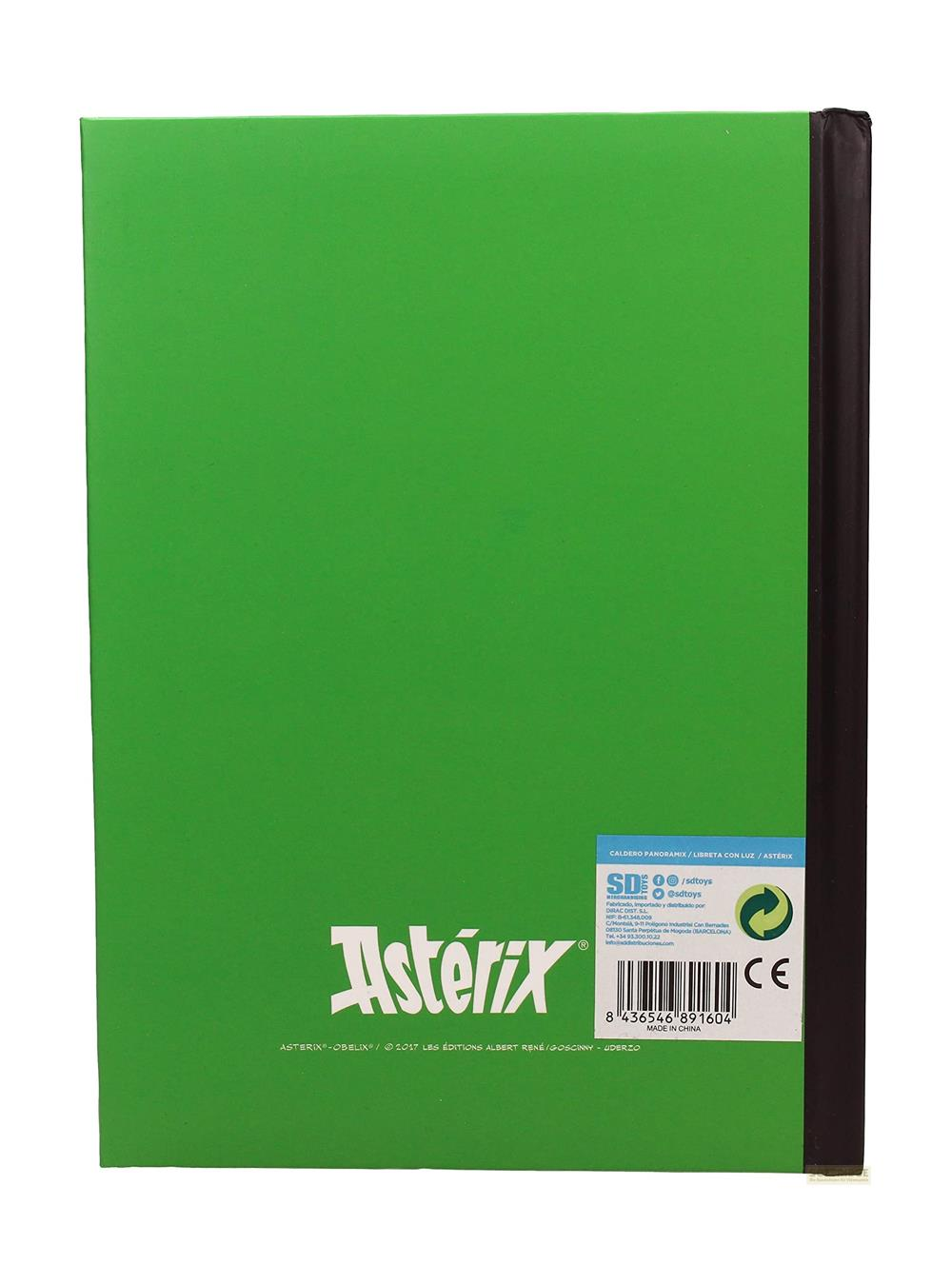 Grüner Umschlag mit Astérix-Logo und Produktinformationen.