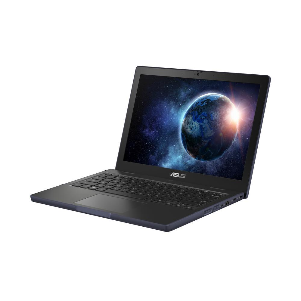 Portátil Asus gris oscuro con imagen de la Tierra en pantalla.