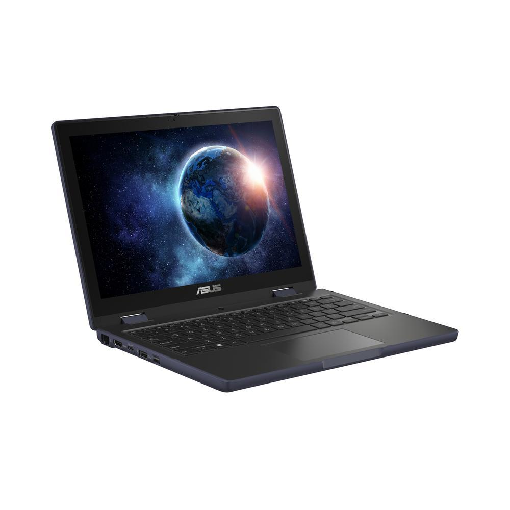Un portátil ASUS abierto que muestra una imagen de la Tierra en su pantalla.