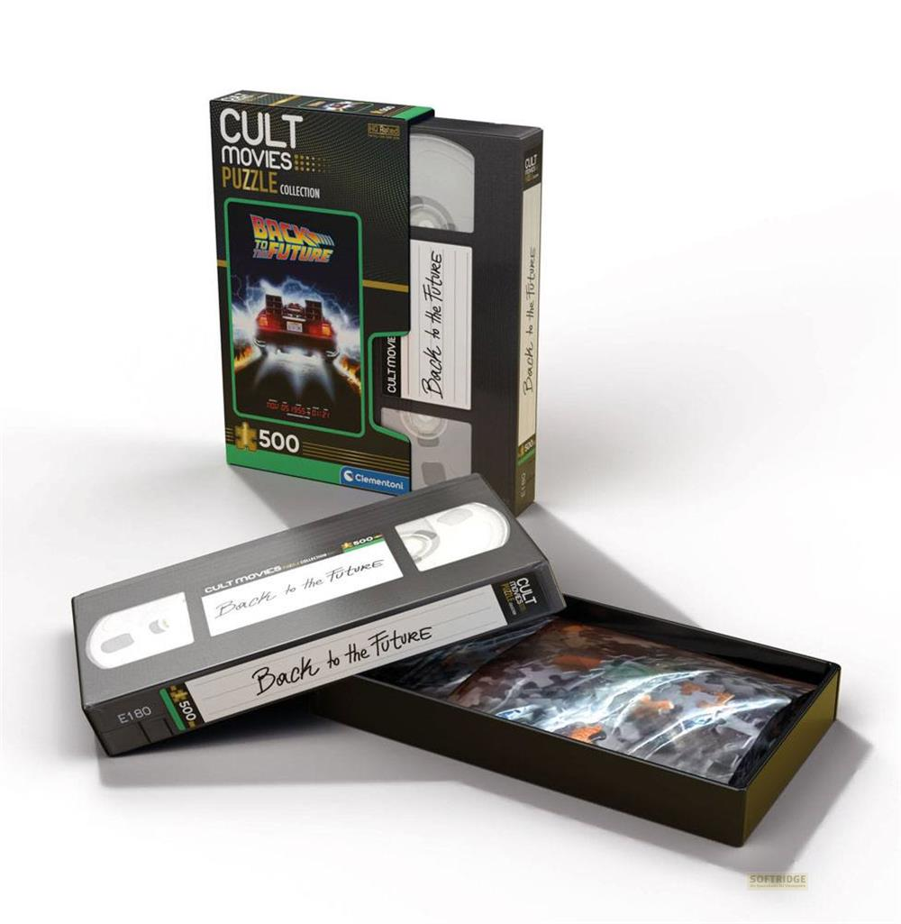 Back to the Future 500-Teile-Puzzle in VHS-Kassettenform-Verpackung.