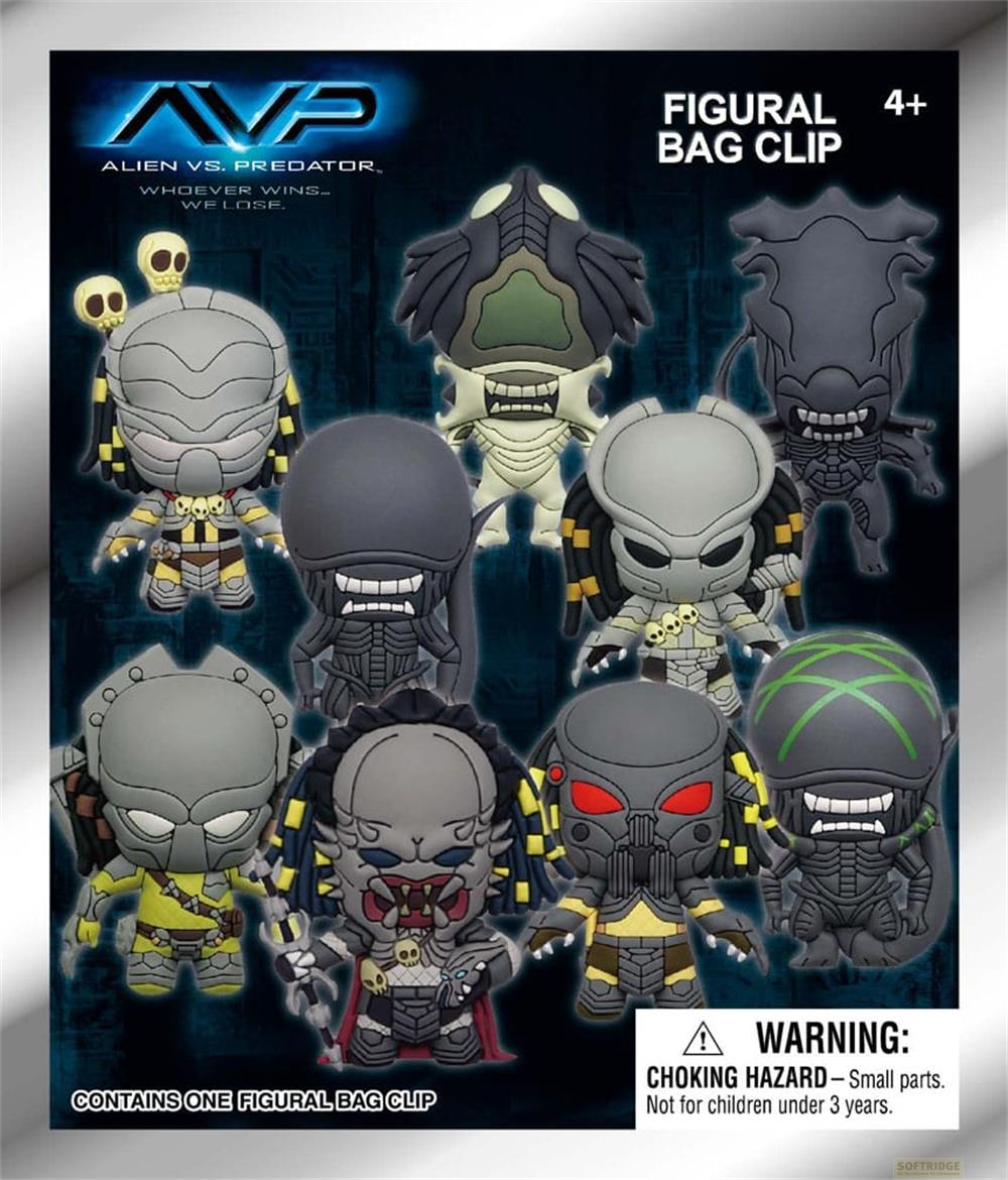 Clip per borsa figurativi di Alien vs. Predator con otto personaggi diversi.
