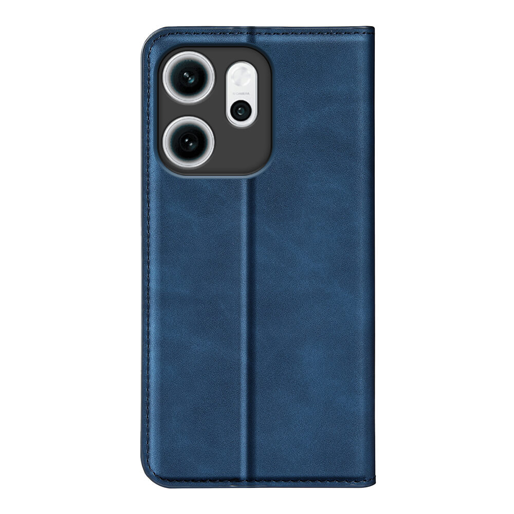 Custodia blu scuro per telefono con tre obiettivi e stampa AI CAMERA.
