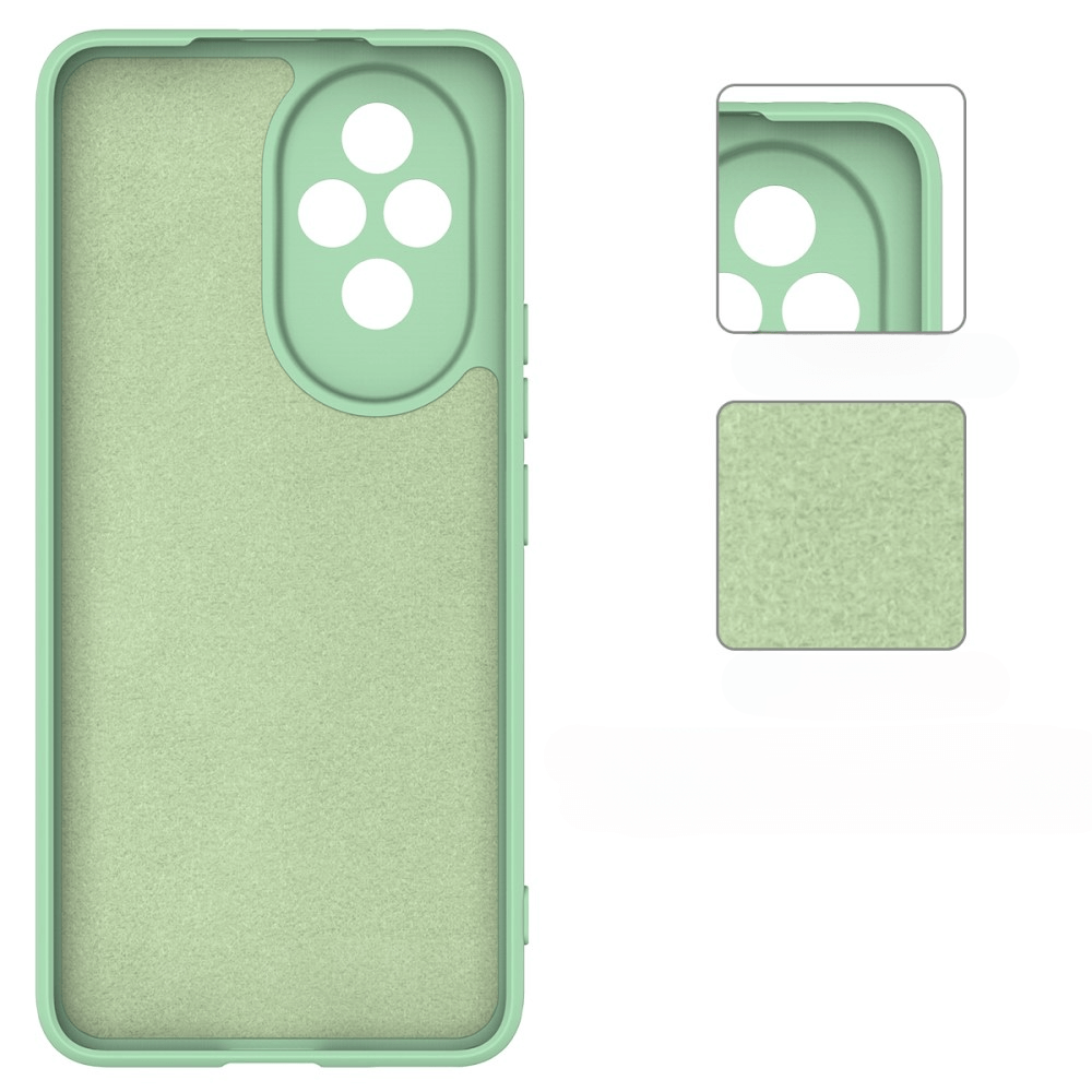 Coque de téléphone verte avec découpes pour appareil photo et boutons.