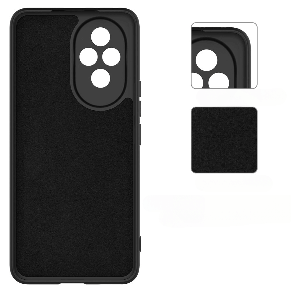 Coque de téléphone noire avec quatre découpes pour appareil photo.