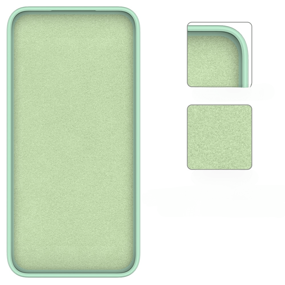 Coque de téléphone vert clair avec intérieur doux.
