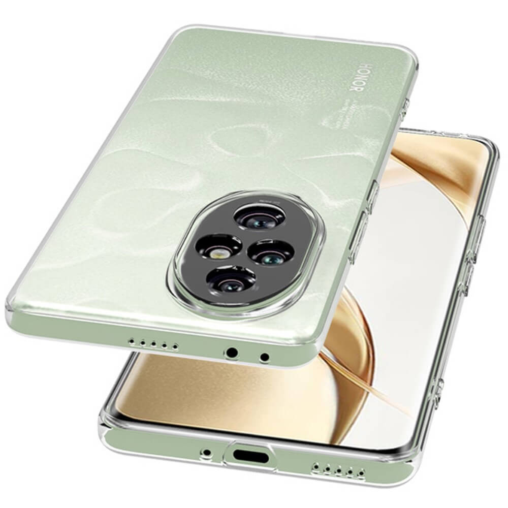 Coque de téléphone vert clair avec module caméra visible.