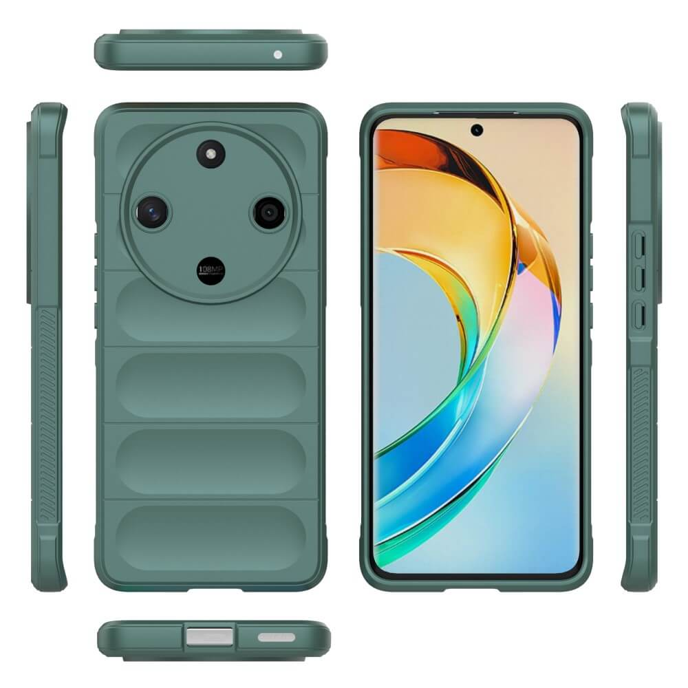 Coque de téléphone verte avec trois caméras et inscription '108MP'.
