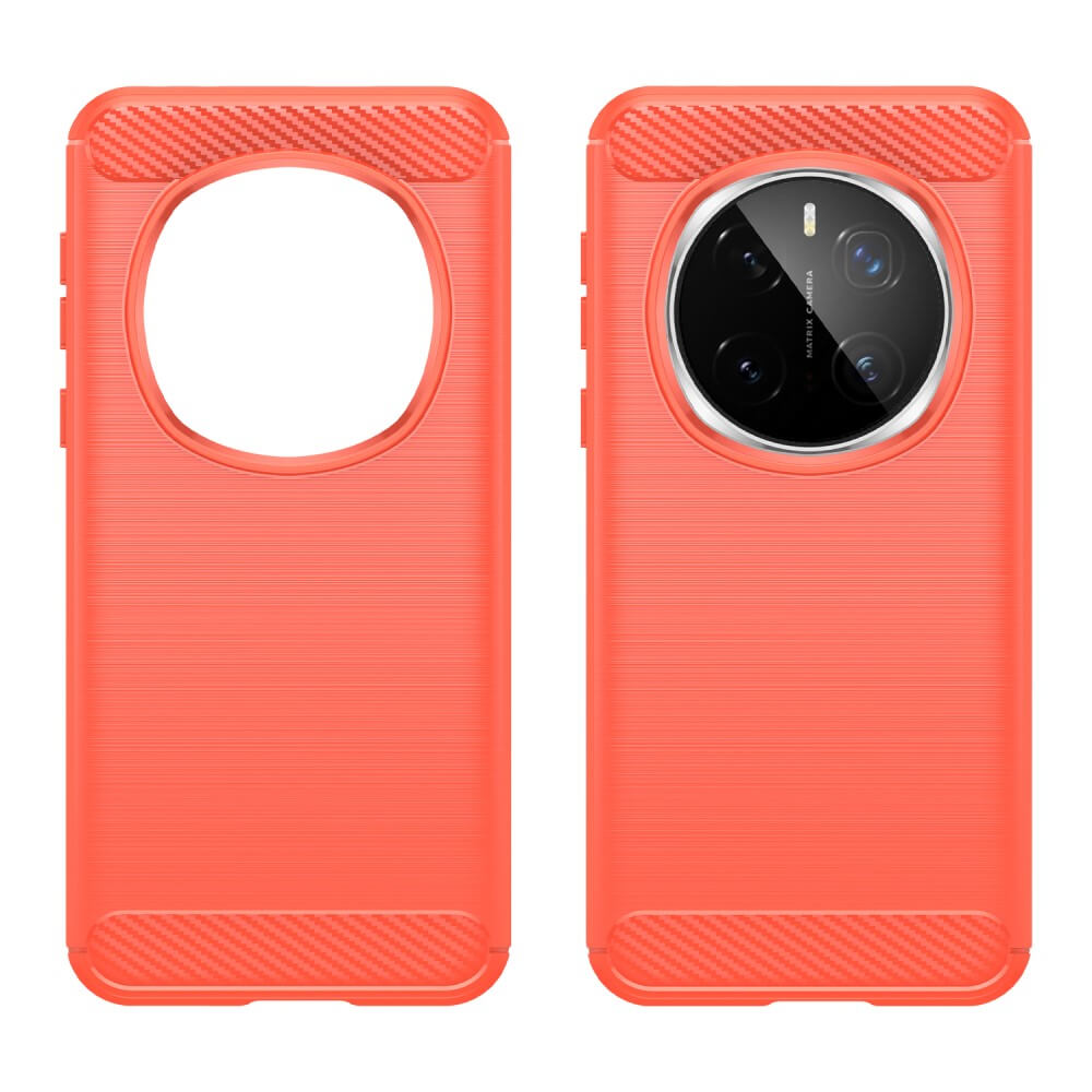 Deux coques de téléphone corail, une avec découpe caméra, sur fond blanc.
