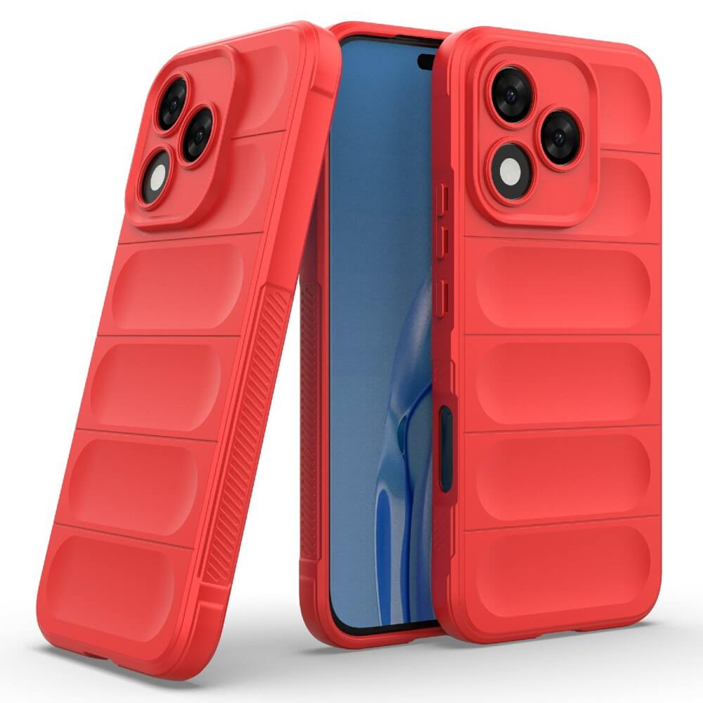 Coques de téléphone rouges à motif côtelé et découpe caméra.