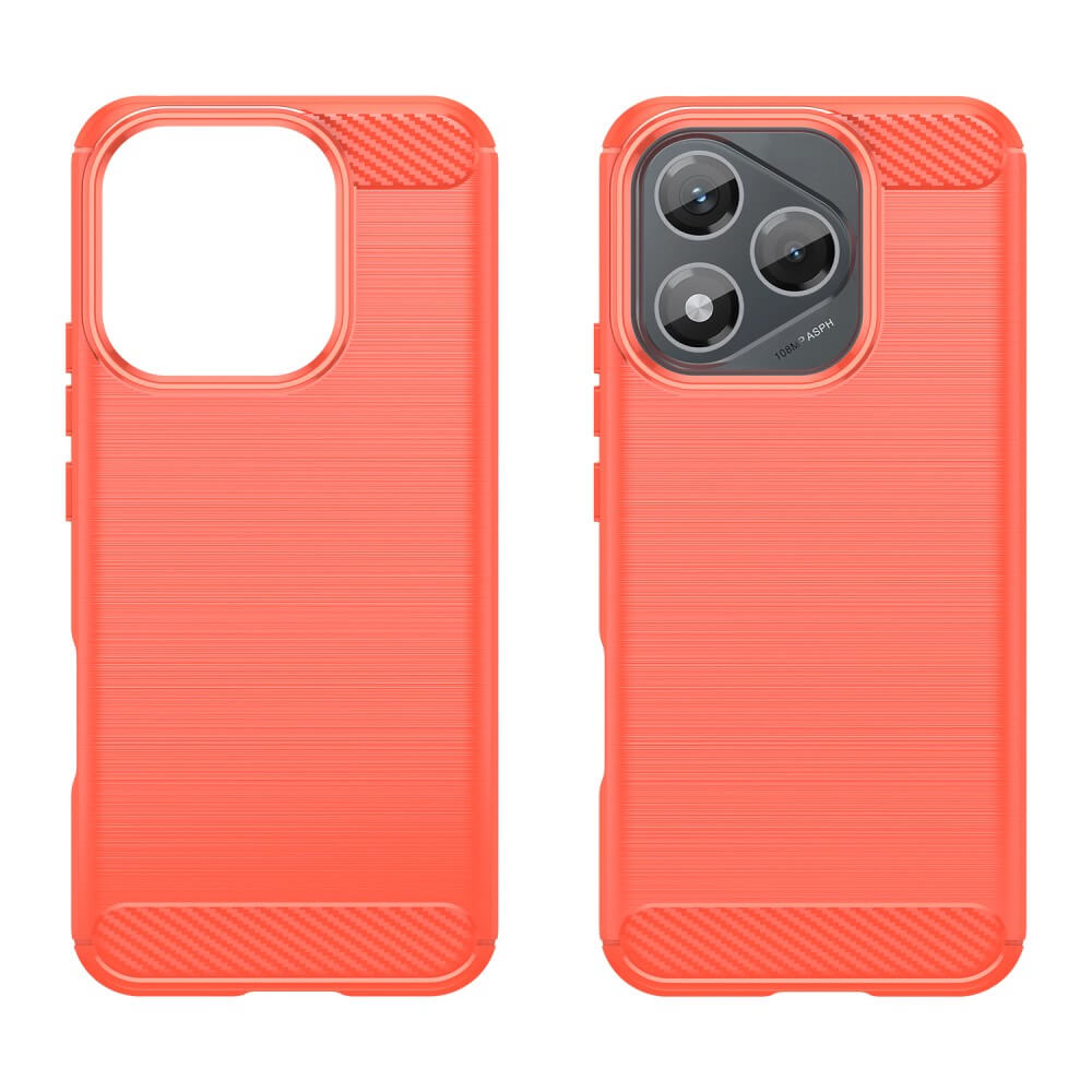 Deux coques de téléphone corail côte à côte, une avec découpe caméra.