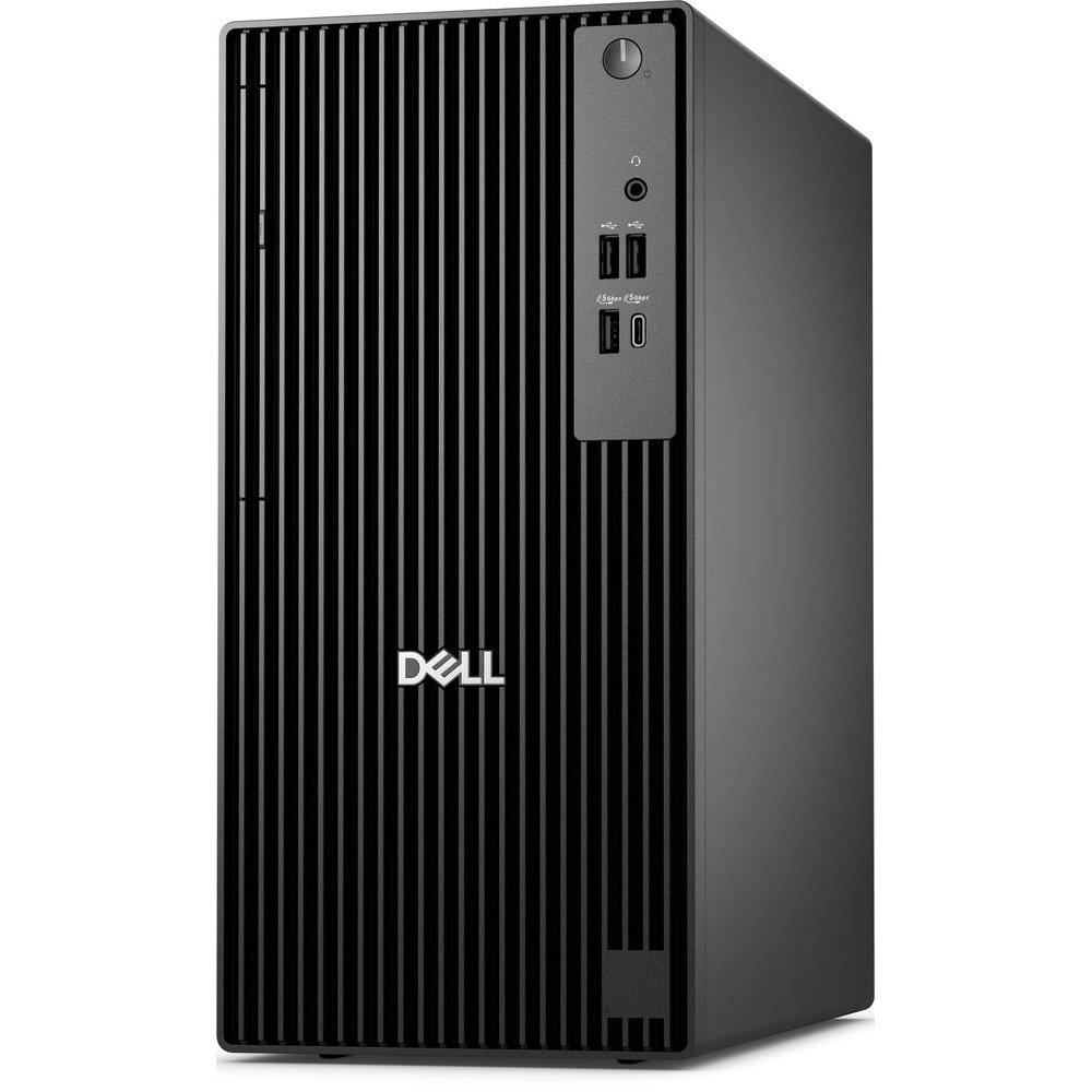 Computer desktop Dell nero con prese d'aria verticali e porte.