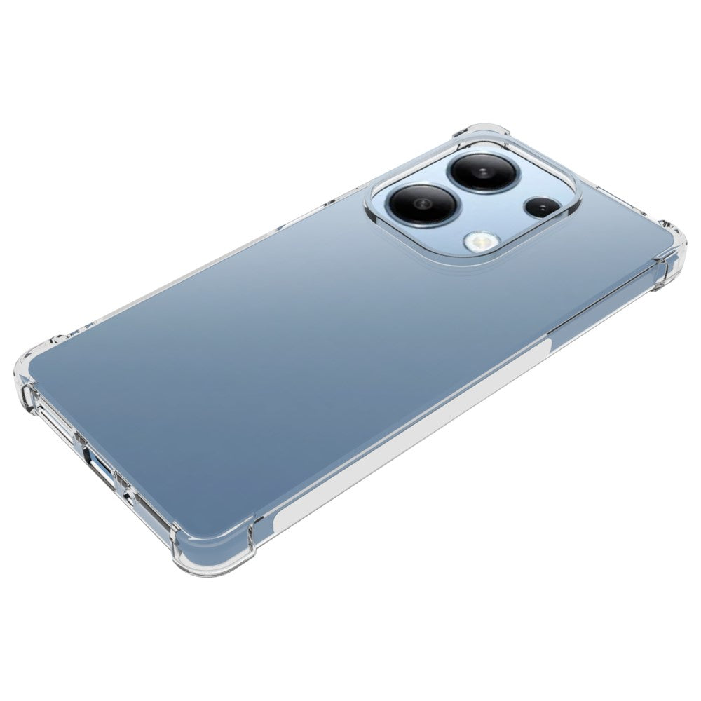 Une coque de téléphone transparente avec un téléphone bleu à l'intérieur.