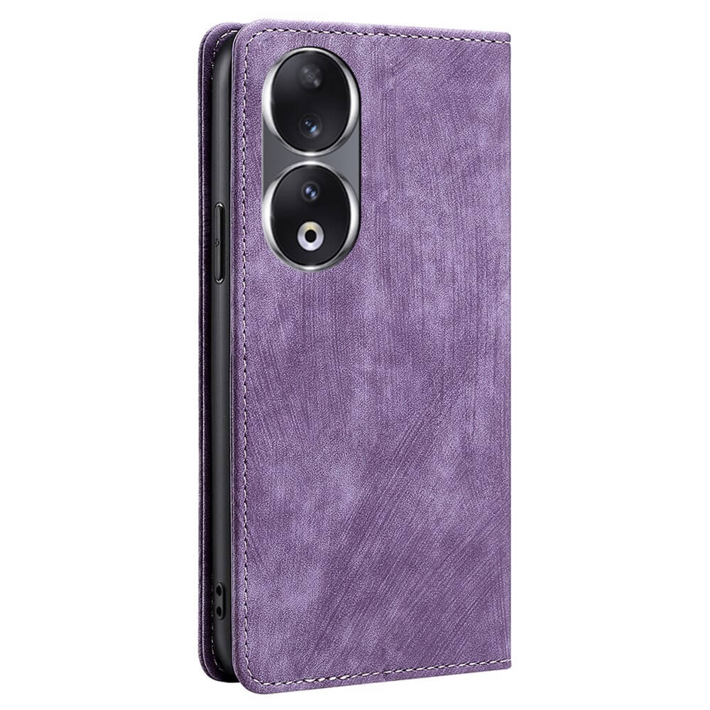 Étui de téléphone violet avec deux objectifs et flash.
