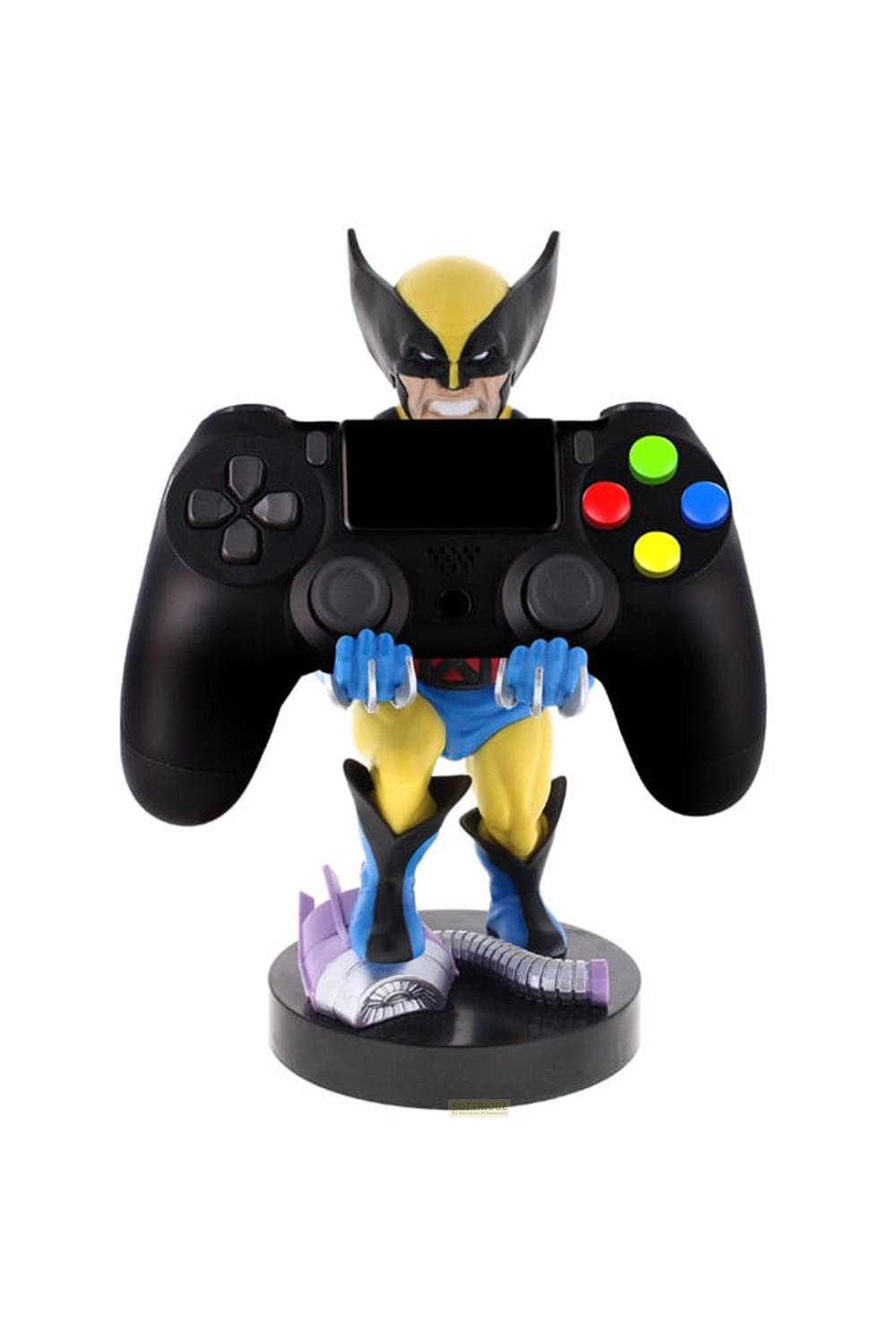 Statua di Wolverine con controller nero. La base è nera.