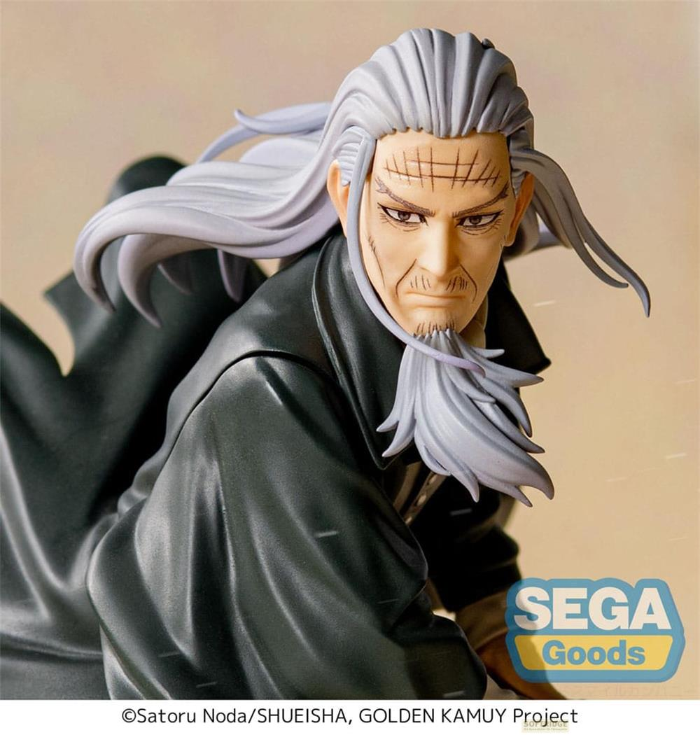 Eine Actionfigur eines älteren Mannes mit langen, grauen Haaren und einem Bart.