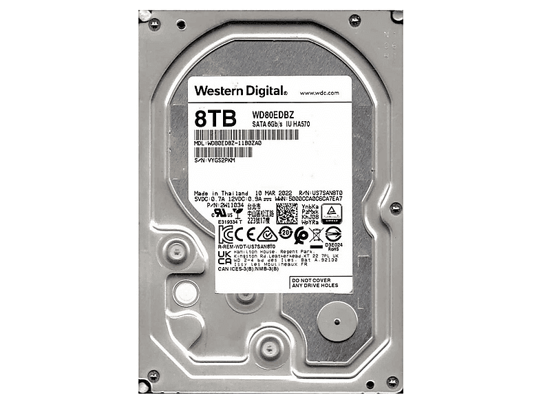 WD 3.5" WD80EDBZ 5400RPM 256mb Sata NAS 8 TB Hard Disk Gri