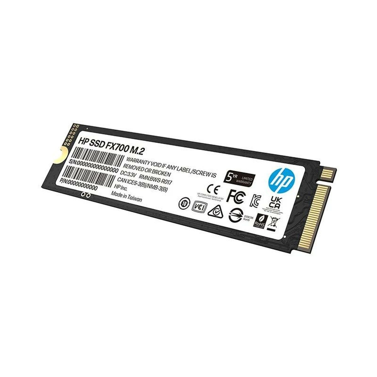 Altın kontaklı, beyaz etiketli ve logolu HP SSD FX700 M.2.