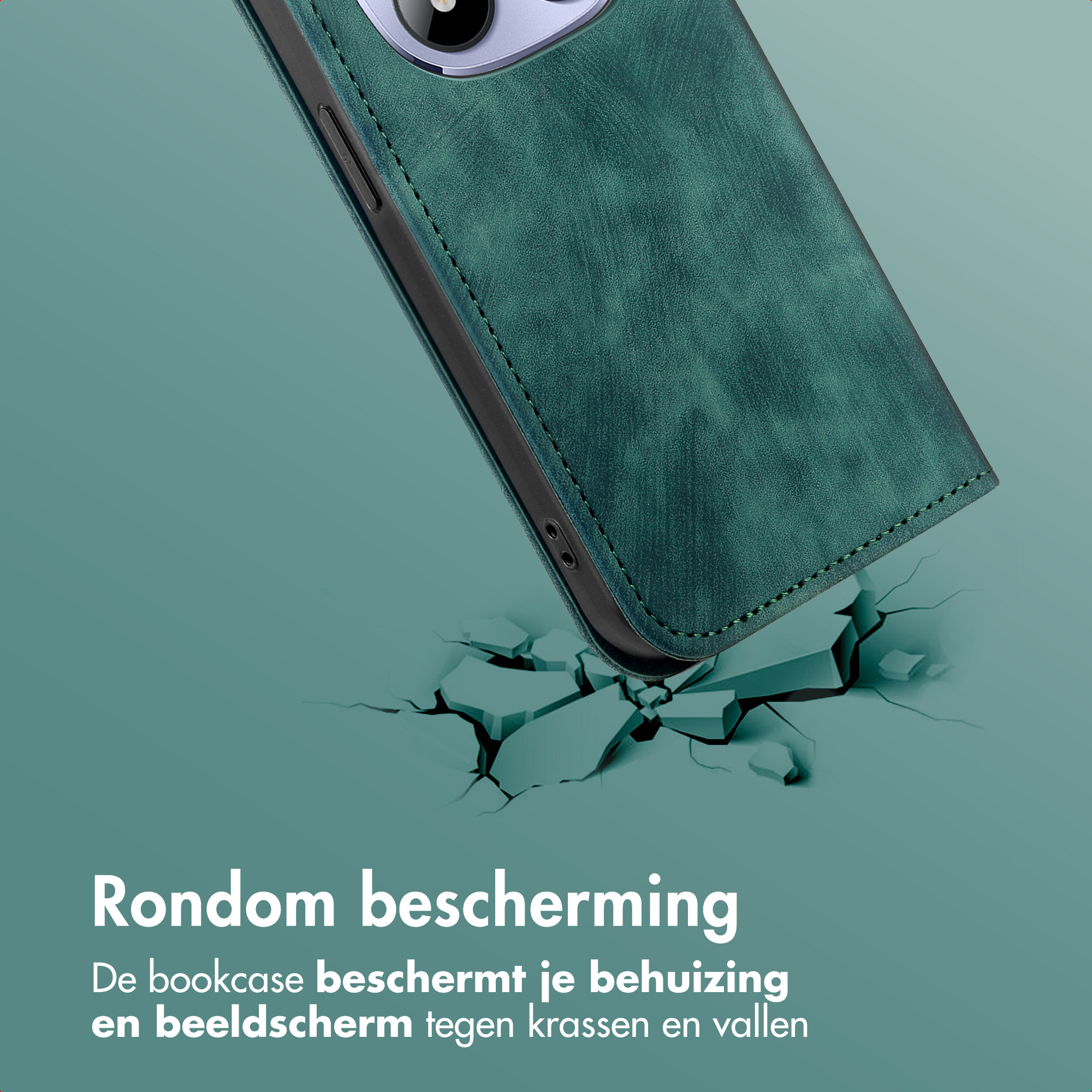 Groene telefoonhoes breekt door grond. Bescherming tegen krassen.