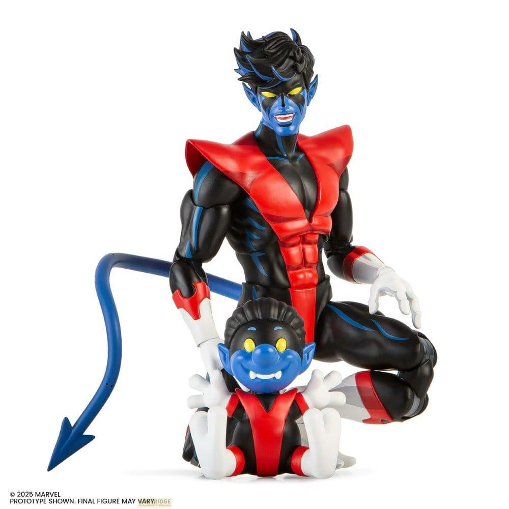 Zwei Nachtklingen-Actionfiguren, eine groß, eine klein, auf weißem Hintergrund.