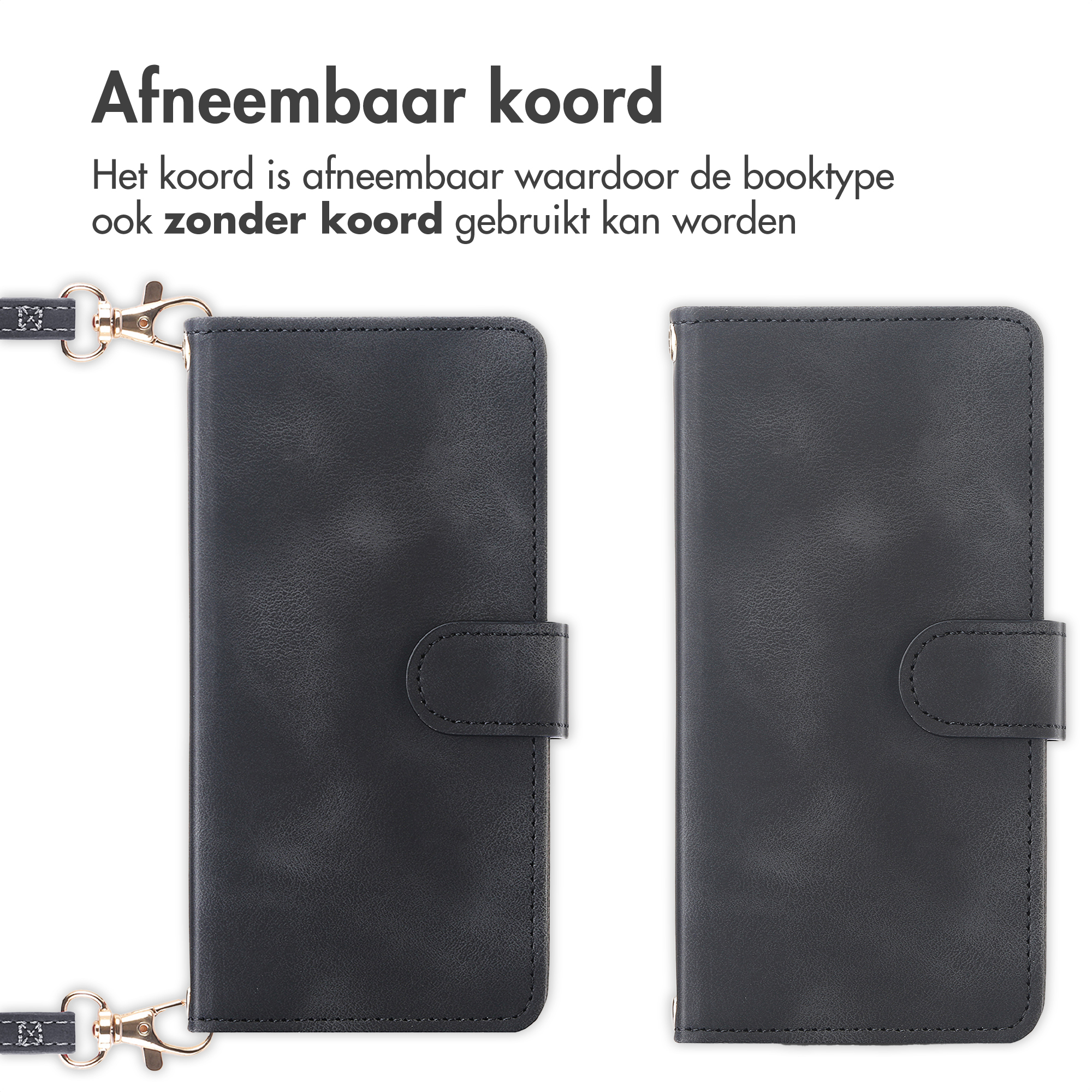 Coque de téléphone noire avec sangle détachable