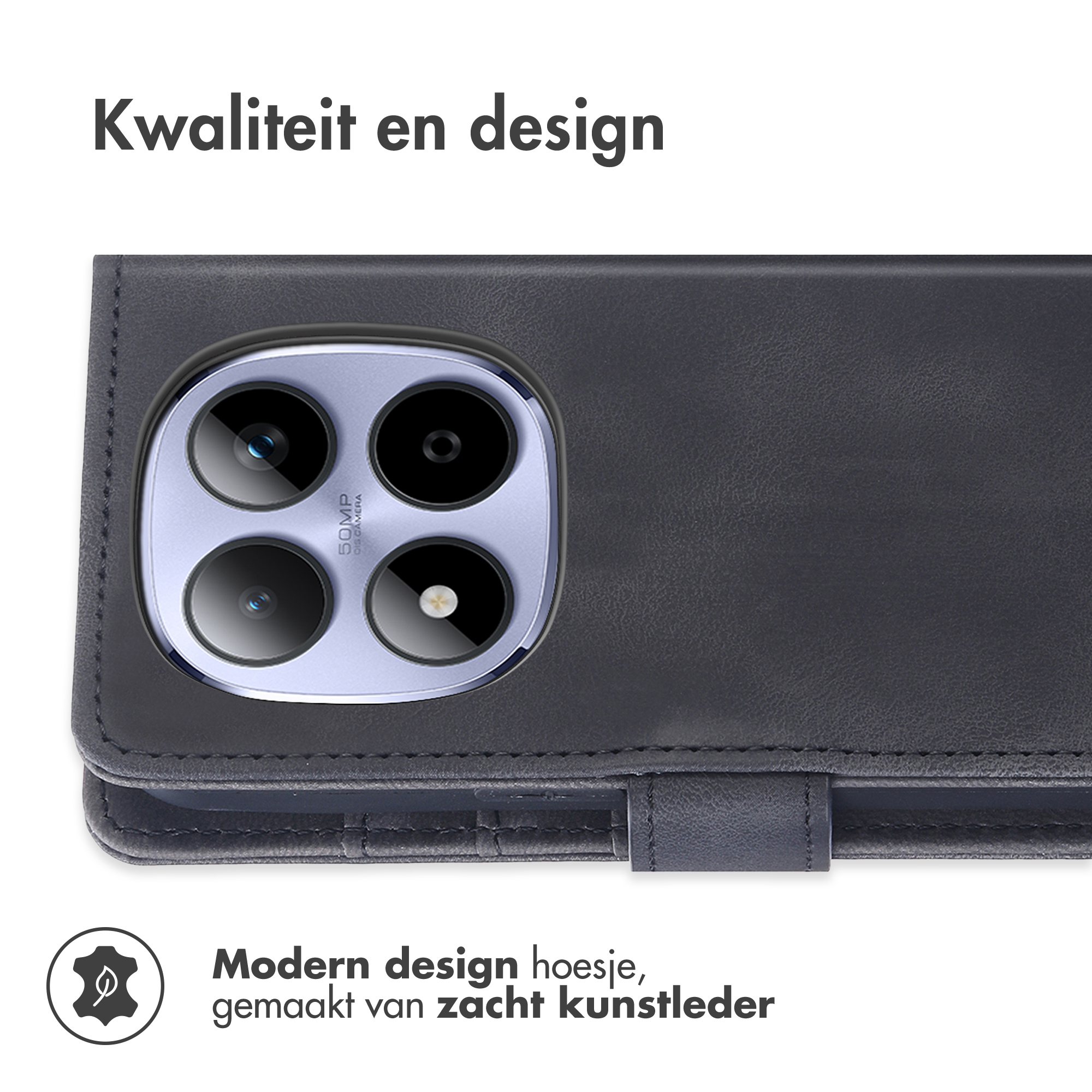 Coque à rabat gris foncé avec découpe caméra et logo. Qualité et design.