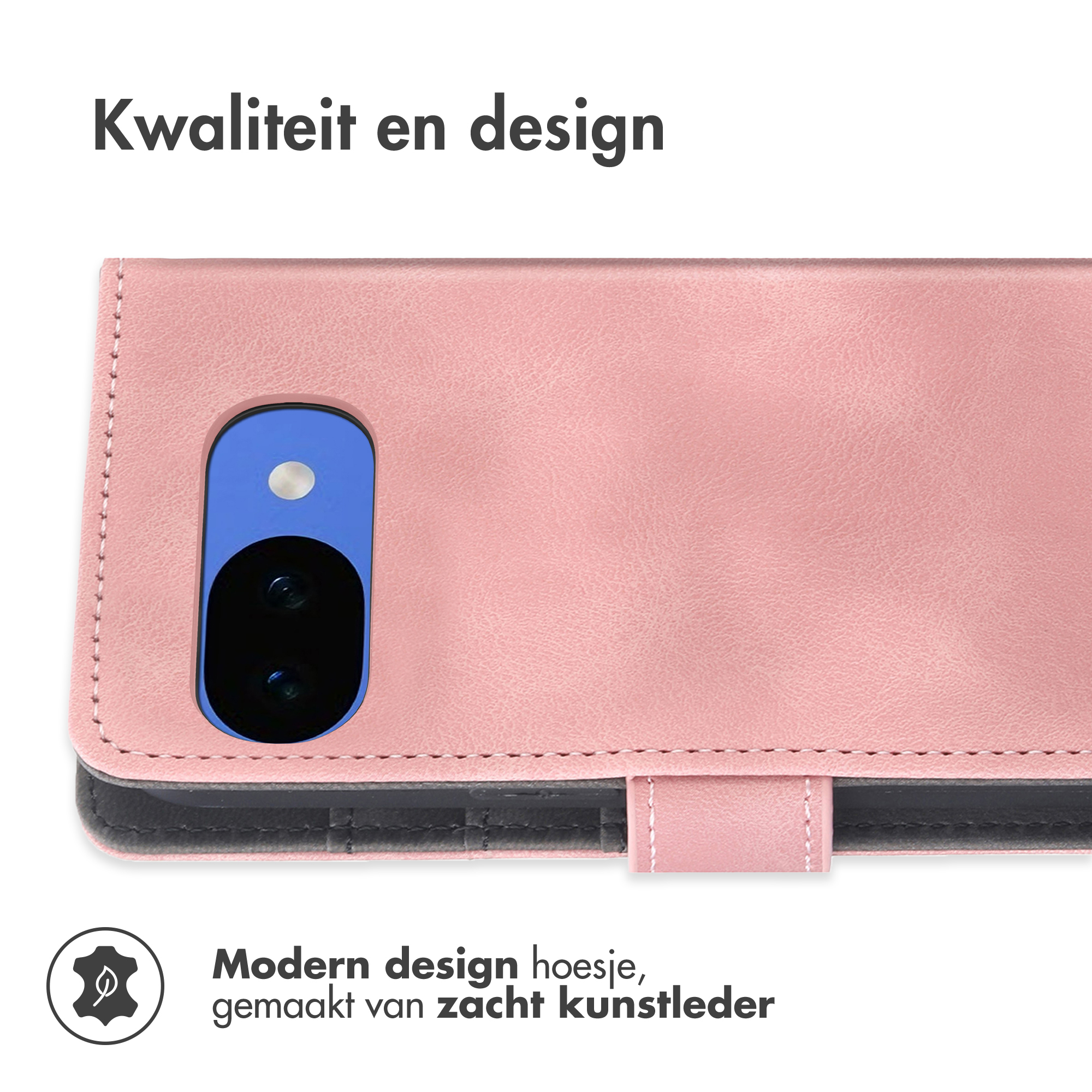 Un étui de téléphone rose avec découpe caméra et texte.