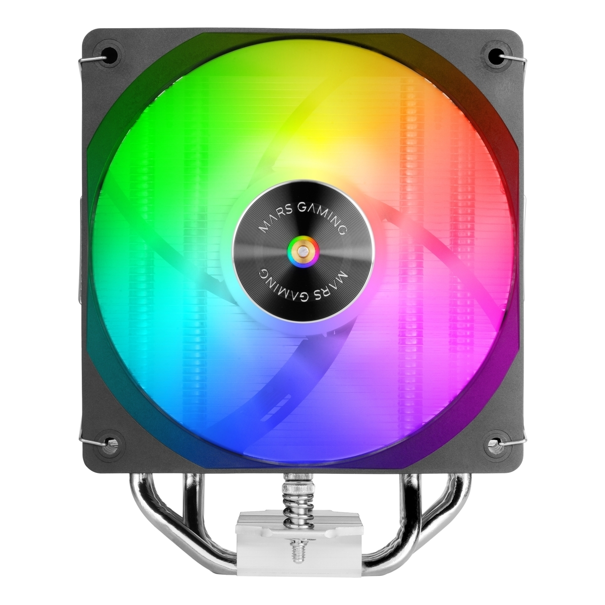 Chłodnica CPU z oświetleniem RGB i centralnym logo.